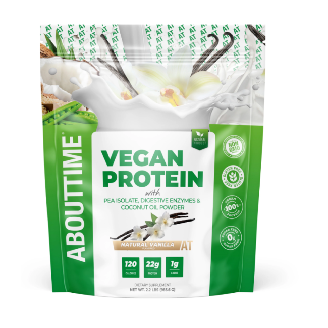 Abouttime Vegan Protein Proteina Vegana Cu Aroma Naturala De Vanilie, 908 G