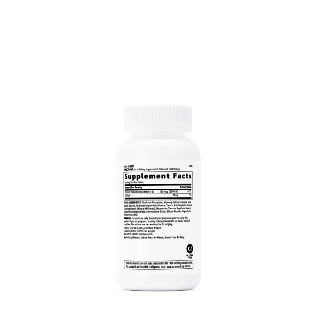 Gnc Vitamin D-3 5000 Iu, Vitamina D-3 - 125 Mcg (5000 Ui) Naturala 100% Din Lanolina, 180 Tb