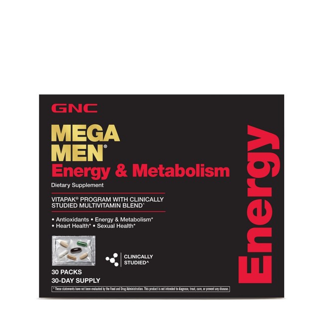 Gnc Mega Men Energy & Metabolism Vitapak Program, Complex De Multivitamine Pentru Barbati, Energie Si Metabolism, 30 Pliculete