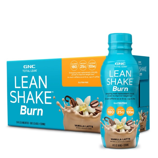 Gnc Total Lean Lean Shake Burn, Bautura Proteica Energizanta Cu Aroma De Vanilla Latte, 414 Ml