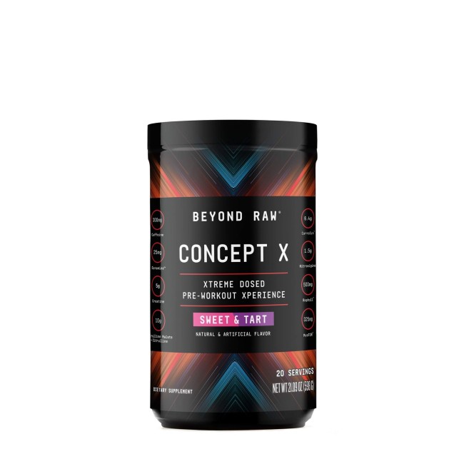 Beyond Raw Concept X Pre-workout, Formula Pre-workout Cu Aroma Sweet & Tart, 598 G