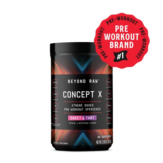 Beyond Raw Concept X Pre-workout, Formula Pre-workout Cu Aroma Sweet & Tart, 598 G