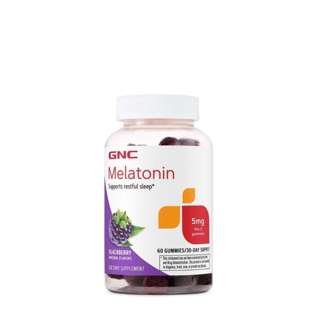 Gnc Melatonin 5 Mg Gummies, Melatonina 5 Mg Jeleuri Cu Aroma Naturala De Mure, 60 Jeleuri