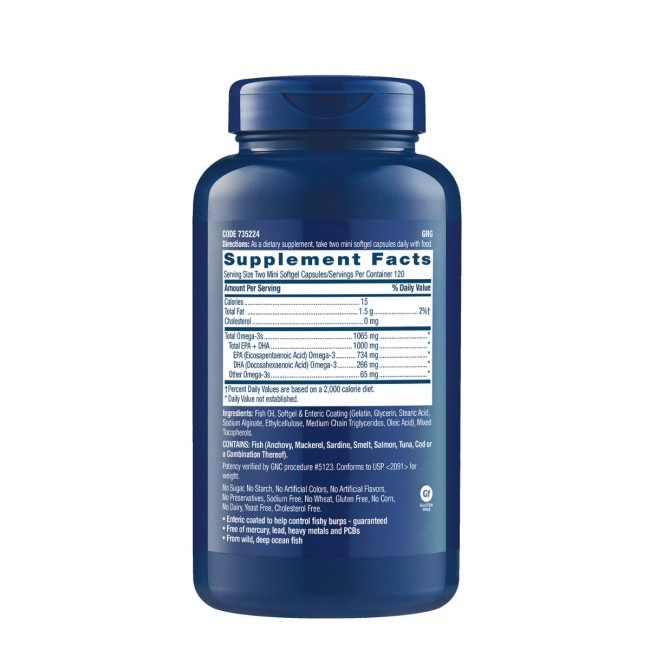 Gnc Triple Strength Fish Oil Mini, Ulei De Peste Mini Capsule, 240 Cps