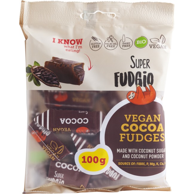 Caramele aroma cacao, bio, 100g, Super Fudgio