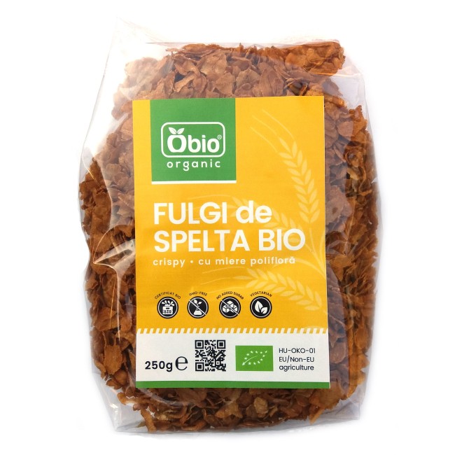 Fulgi de spelta crispy cu miere bio 250g OBIO