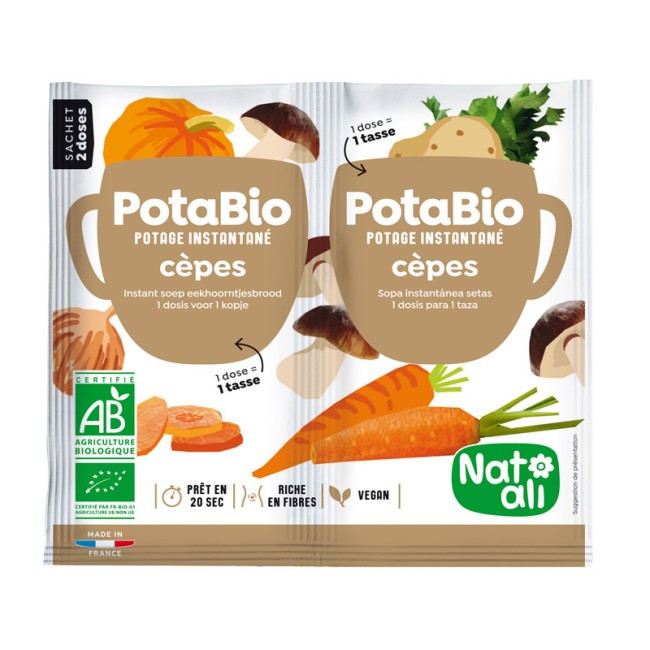 Supa instant cu porcini si legume, bio, 2x 8.5g, Nat-ali