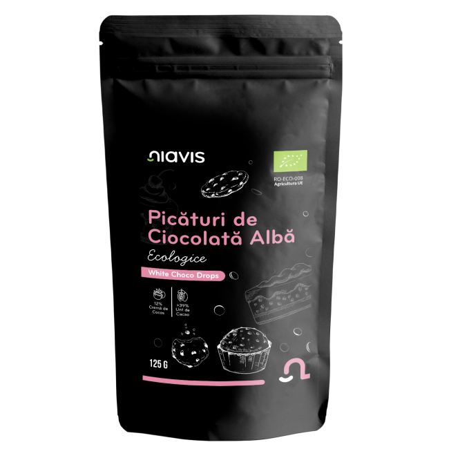 Picaturi de Ciocolata Alba Ecologice/BIO 125g